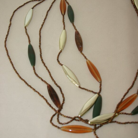 Five Strand Bronze Seed Bead Fashion Necklace R-932 - Picture 5 of 6